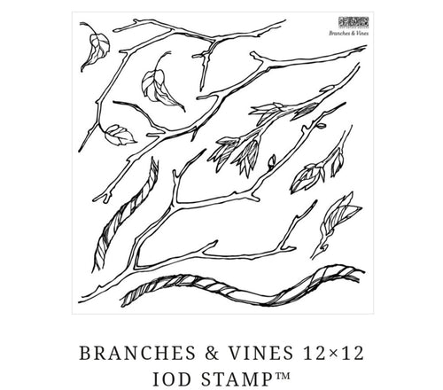 Branches and vines 12x12 decor stamp