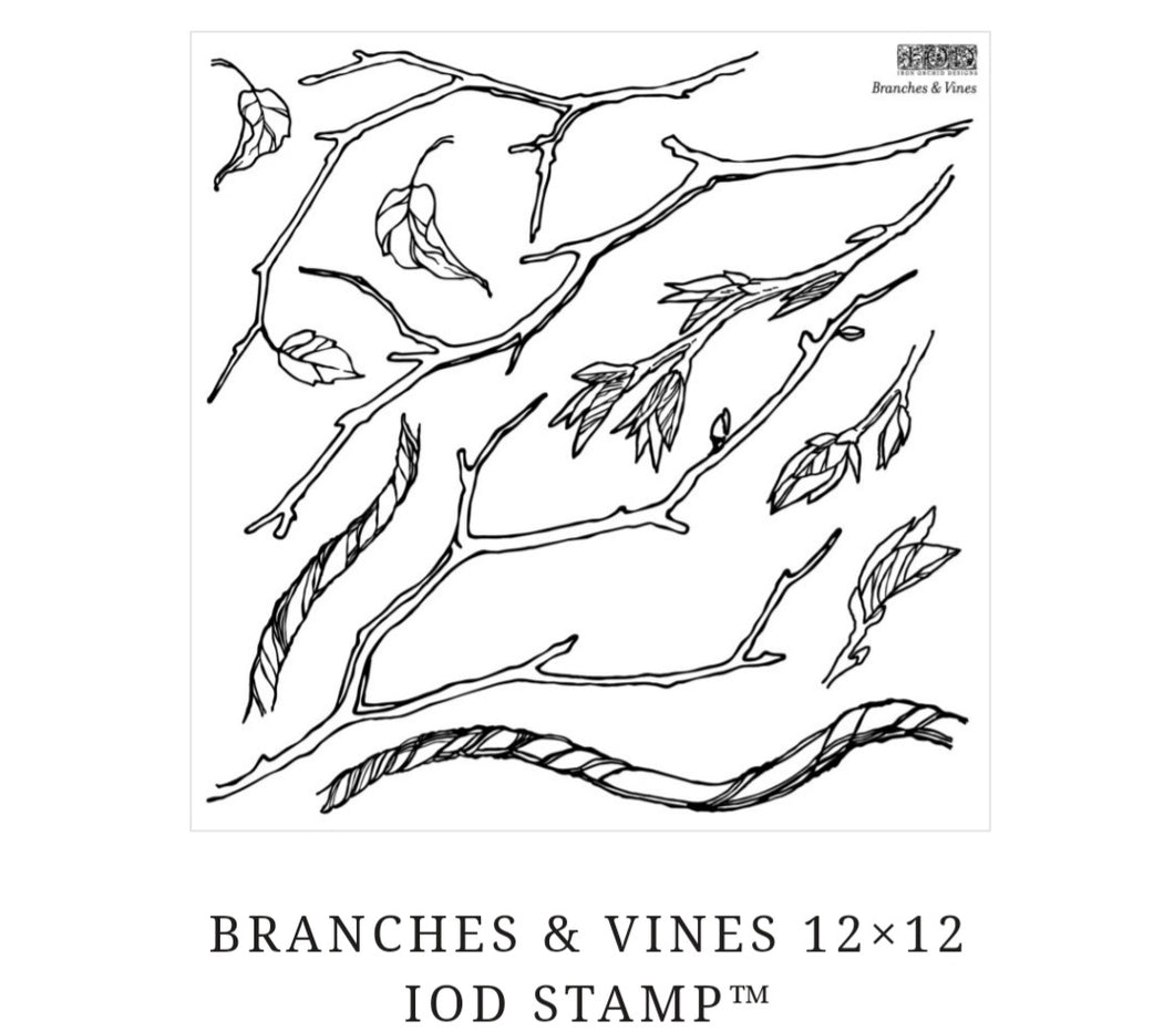 Branches and vines 12x12 decor stamp